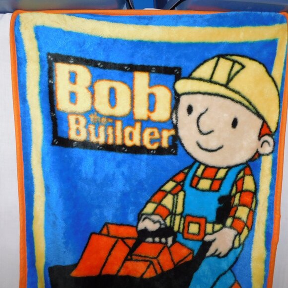 Vintage Bob the Builder Kids Toddler Plush Fleece Throw Crib Blanket 30" x 44" - Picture 2 of 5
